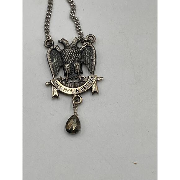 Robbins Co RI Sterling Silver Rite Freemasonry "SPES MEA IN DEO EST," Necklace - Picture 3 of 7